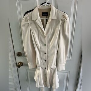 New Dolce Cabo Cream Women’s XS Vegan Soft Leather Button-Up Jacket Coat belted